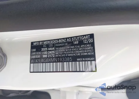 2021 Mercedes-Benz Cla 250 from USA, damaged, VIN W1K5J4GBXMN193385